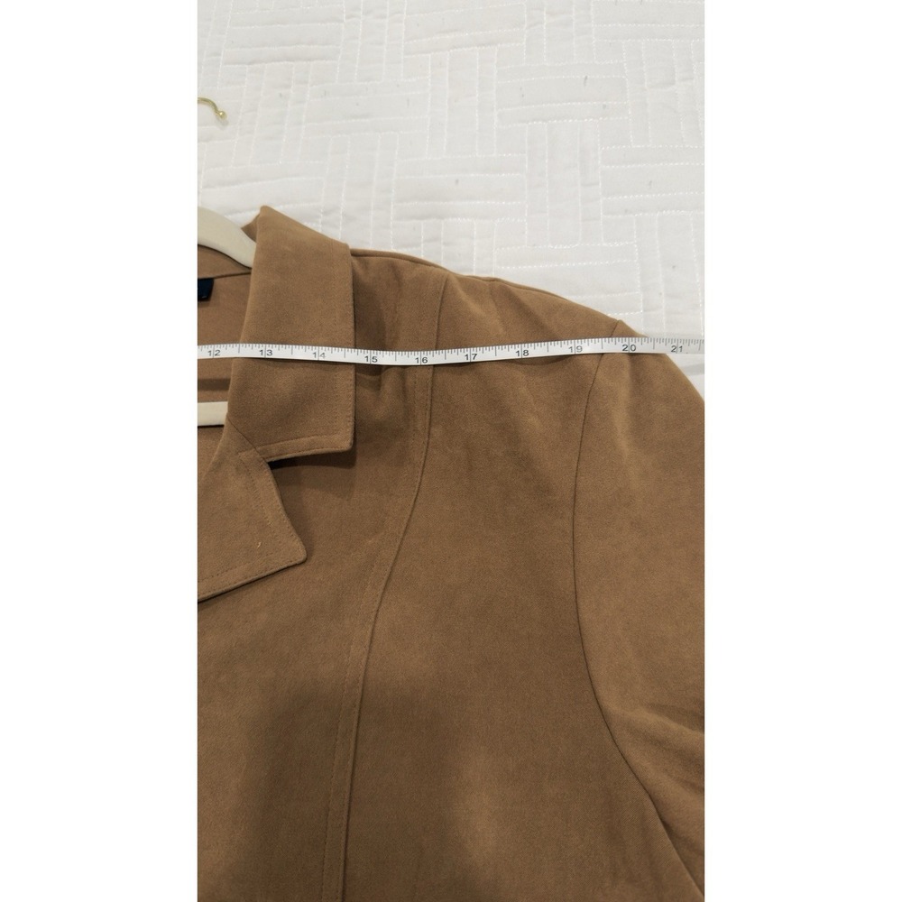 Briggs New York Women XL Brown Faux Suede Blazer Jacket Button Front Pocket - Picture 6 of 9